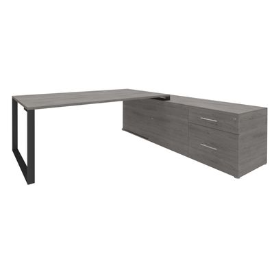3253310171886-Bureau LOFTER Manager - L180 x P100 x H72,5 cm - console retour à droite (tiroirs) - pieds carbone - plateau imit--0