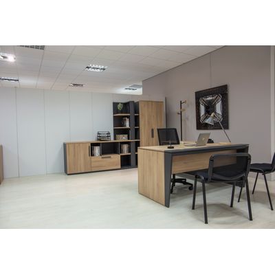 3483601088443-Bureau manager ARCADE - 165 cm - chêne/anthracite--2