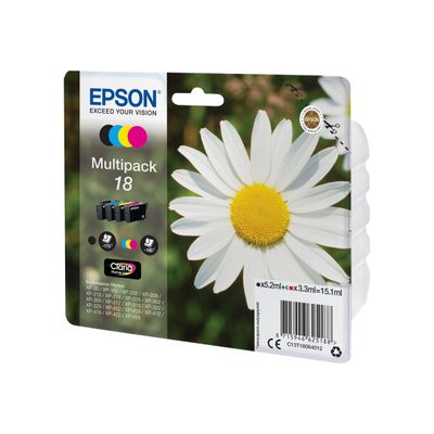 8715946518169-Epson 18 Pâquerette - Pack de 4 - noir, cyan, magenta, jaune - cartouche d'encre originale-Angle droit-3