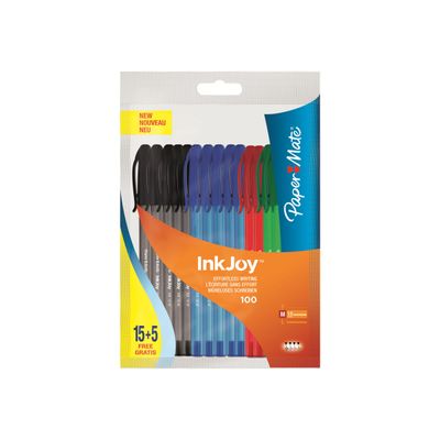 3501170957257-Paper Mate InkJoy 100 - Stylo bille - Pointe moyenne - 20 stylos-Avant-0