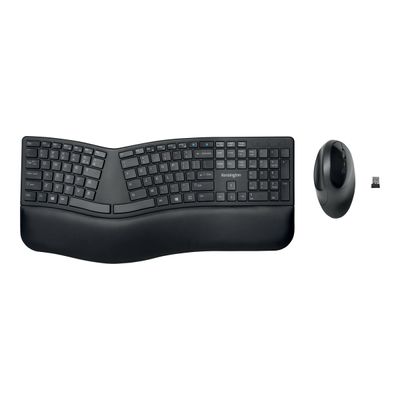 5028252602730-Kensington Pro Fit Ergo - Ensemble clavier et souris sans fil - Azerty - noir-Avant-1