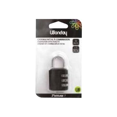 3701254717474-Wonday - Cadenas à combinaison 3 chiffres - 32 mm - noir-Avant-0