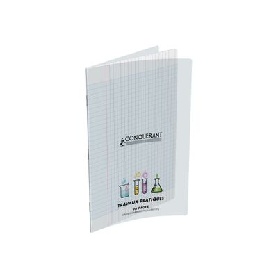 3020120002477-Conquérant Classique - Cahier polypro de travaux pratiques (TP) - A4 (21x29,7cm) - 96 pages - grands carre-Angle gauche-0