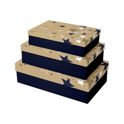 5033601508649-Clairefontaine - 3 Boîtes cadeau rectangulaires - 39 cm x 30 cm x 11 cm - étoiles multipes-Angle droit-0