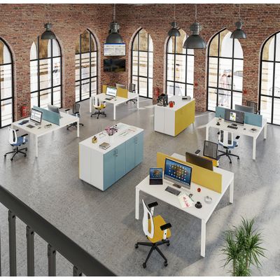 0404000121596-Bureau Bench IRIS - L120 cm - Plan de départ - Pieds aluminium - plateau Blanc perle--2