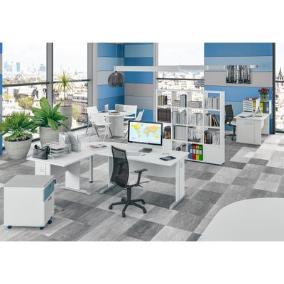 3253310174863-Bureau droit DUAL - L120 - Pieds blanc - plateau blanc--1