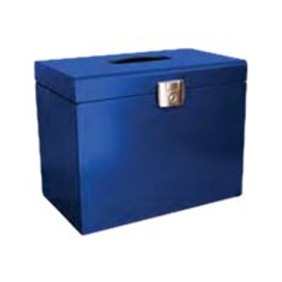3219090409151-Pierre Henry - Classeur ménager en métal (valisette) avec 5 dossiers suspendus - bleu pr-Angle gauche-0
