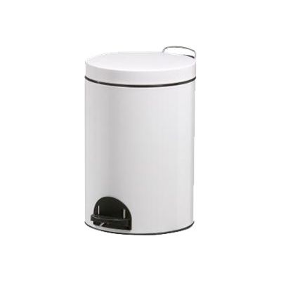 3019920901158-Rossignol Sanelia - Poubelle à pédale métallique - 14 L - acier blanc-Angle droit-0