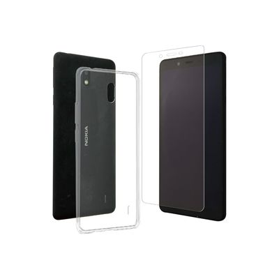 3663111139259-Muvit - kit coque souple + protection verre trempé pour NOKIA 1+ - transparent-Avant-0