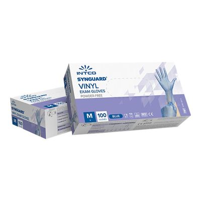 6973069772031-Intco Synguard - Boîte de 100 gants en vinyle - non poudré - jetables - taille L-Angle gauche-0