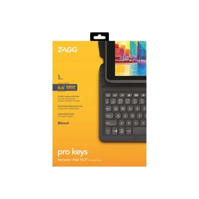 0840056136175-ZAGG Pro Keys - Porte folio avec clavier pour iPad (7e gen, 8e gen) - noir/gris-Avant-6