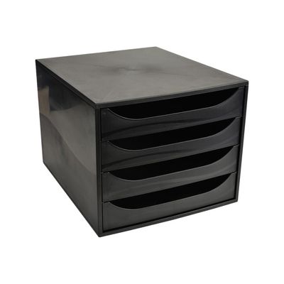 9002493423336-Exacompta Ecobox - Module de classement 4 tiroirs - noir-Angle gauche-0