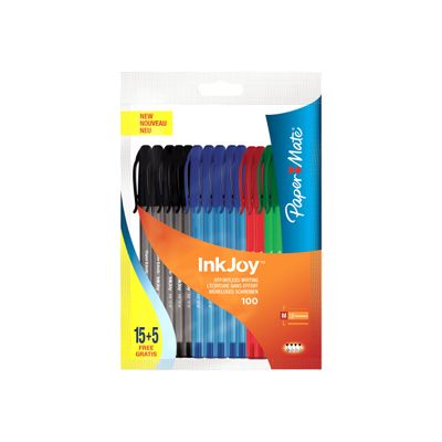 3501170957257-Paper Mate InkJoy 100 - Stylo bille - Pointe moyenne - 20 stylos-Avant-2