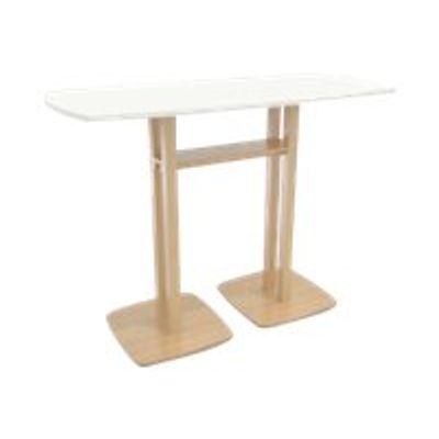 3660141221503-Table haute WOODY 150 cm - pieds sapin - plateau blanc-Angle gauche-0