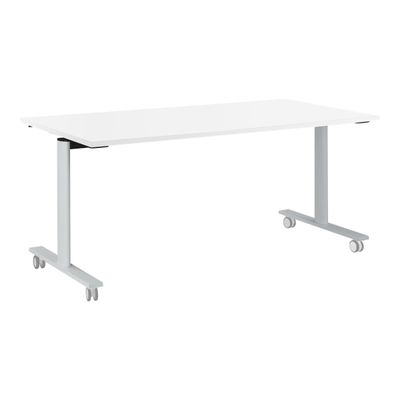 3483600757807-Table de réunion mobile et rabattable YES ! - 160 cm - Blanc-Angle gauche-0