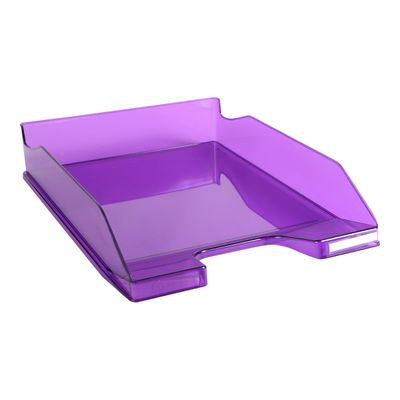9002493014879-Exacompta COMBO Glossy - 6 Corbeilles à courrier violet translucide-Angle gauche-1