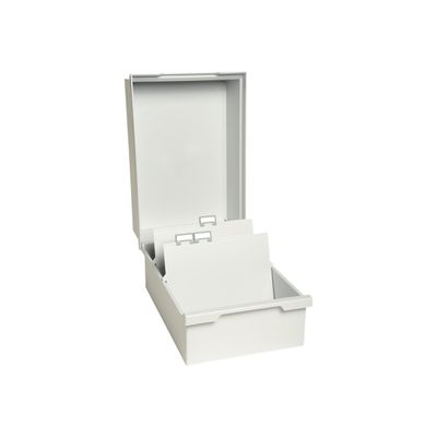 9002493041998-Exacompta - 6 Boîtes à fiches avec 2 intercalaires - A5 - pour 1200 cartes - gris lumièr-Angle gauche-1