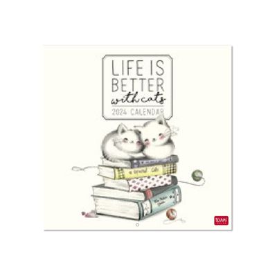 8051128759112-Legami - Calendrier mensuel 2024 - 30 x 29 cm - chats endormis-Avant-0