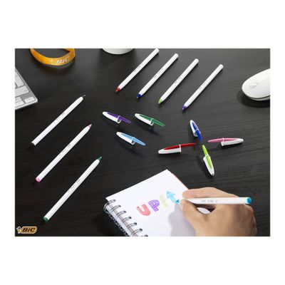 3086123494732-BIC Cristal UP - 20 Stylos à bille - noir - pointe moyenne (1,2 mm)-Angle gauche-3
