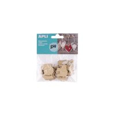 8410782148005-Apli - 12 Formes en bois à décorer - polystyrène - diamètre  5 cm- bois-Avant-0
