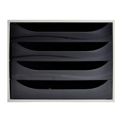 9002493423312-Exacompta Ecobox - Module de classement 4 tiroirs - gris/noir-Avant-0
