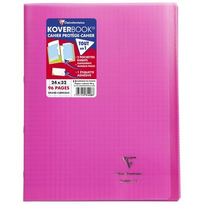3037929814019-Clairefontaine Koverbook - Cahier polypro 24 x 32 cm - 96 pages - grands carreaux (Seyes) - disponible dans dif--10