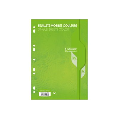3210330079653-Calligraphe - feuilles simples A4 - 100 pages - grands carreaux (Seyes) - perforées - vert-Avant-0