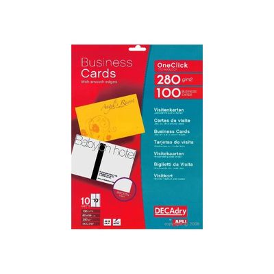 5413493180121-Apli DECAdry - Papier pour 100 cartes de visite 85 x 54 mm - 280 g/m² - 10 feuilles-Avant-0