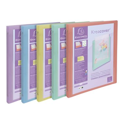 3130630512790-Exacompta Kreacover Pastel - Classeur 4 anneaux personnalisable - Dos 20 mm - A4 - pour 140 feuilles - disponib-Angle gauche-0