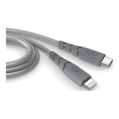 3571211490067-Force Power - Câble Ultra-renforcé - USB-C -  Lightning  - 1.2 m - 3A - Gris - Garanti à-Angle gauche-0