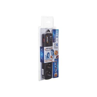 3700085612941-INFOSEC S4 Black Line II - Multiprise parafoudre 4 prises - parasurtenseur 2500 W-Angle gauche-2