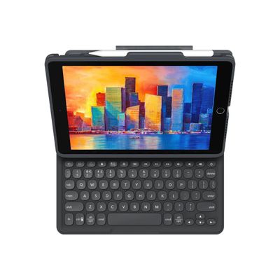 0840056136175-ZAGG Pro Keys - Porte folio avec clavier pour iPad (7e gen, 8e gen) - noir/gris-Haut-1
