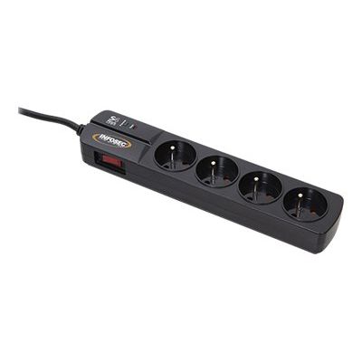 3700085612941-INFOSEC S4 Black Line II - Multiprise parafoudre 4 prises - parasurtenseur 2500 W-Angle droit-1