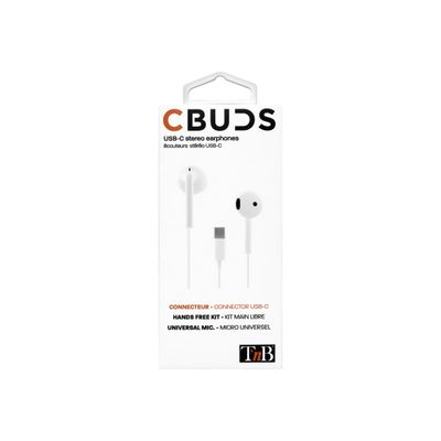 3303170105160-T'nB C-BUDS - Kit main libre - Ecouteurs filaire avec micro - intra-auriculaire - blanc-Avant-5