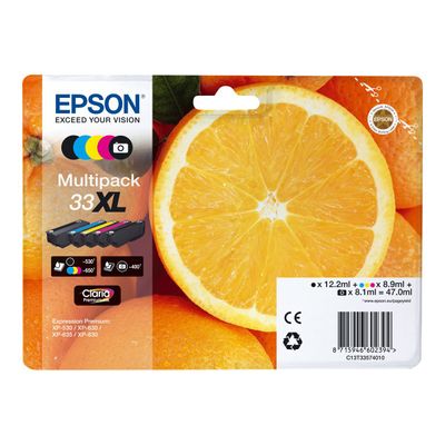 8715946602394-Epson 33XL Oranges - Pack de 5 - noir, noir photo, cyan, magenta, jaune - cartouche d'encre origin-Avant-1