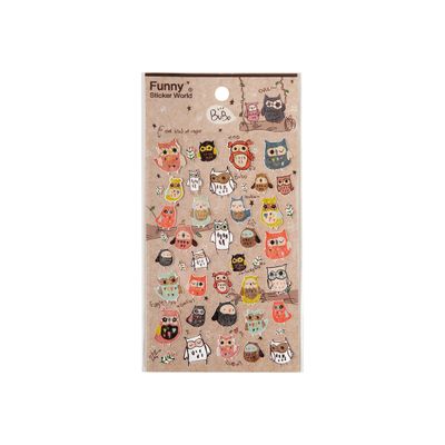 3108726098695-Oberthur Funny Sticker World - Stickers - chouette-Avant-0