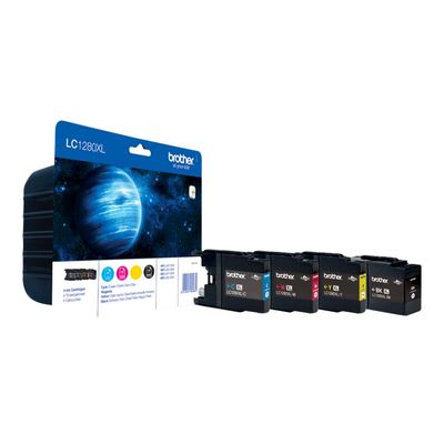 5014047562662-Brother LC1280XL - Pack de 4 - noir, cyan, magenta, jaune - cartouche d'encre originale-Angle droit-0
