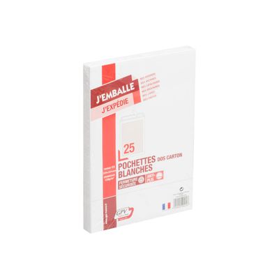 0400000005706-GPV Pack'n Post - 25 Pochettes blanches dos carton - C4 229 x 324 mm - bande auto-adhésive-Angle gauche-0