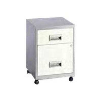 3219090954460-Caisson mobile - 2 tiroirs - alu/blanc-Angle gauche-0
