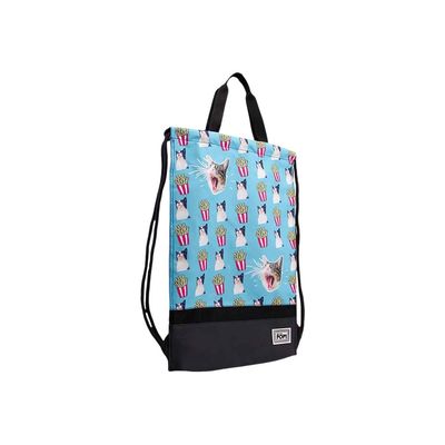 8445118025019-Oh My Pop! Angry Cat - Sac à dos piscine cordon - 1 compartiment - turquoise - Karacterman-Angle gauche-3