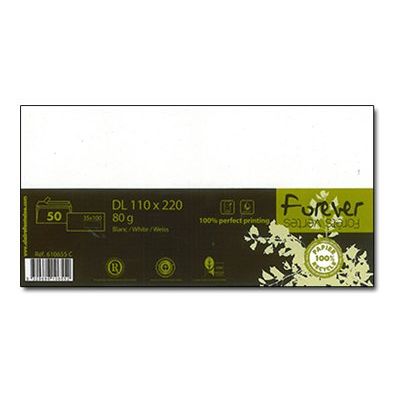 3329686106552-Clairefontaine Forever - 50 Enveloppes - 110 x 220 mm - 80 gr - avec bande adhésive -1 fenêtre 3-Avant-0