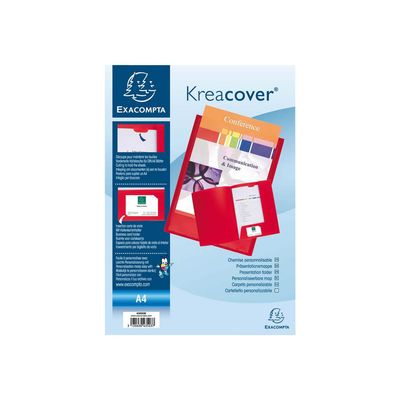 3130632435035-Exacompta Kreacover - 30 Chemises de présentation personnalisables - A4 - rouge-Avant-3