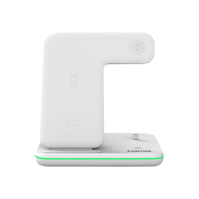 5291485007614-Canyon WS-302 - Support de chargement sans fil  3 en 1 - Lightning/Micro-USB Type B - blanc-Avant-0