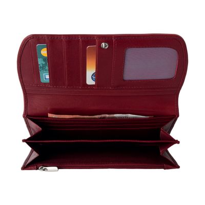 3108727054690-Oberthur London - Portefeuille compagnon cuir rouge-Haut-2