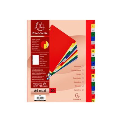 3130632000905-Exacompta - Pack de 20 intercalaires 20 positions alphabétiques - A4 Maxi - couleurs assorties-Avant-1