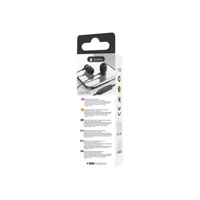 8944870161930-ONE PLUS C6193 - Kit main libre - Ecouteurs filaire avec micro - intra-auriculaire - noir-Arrière-2