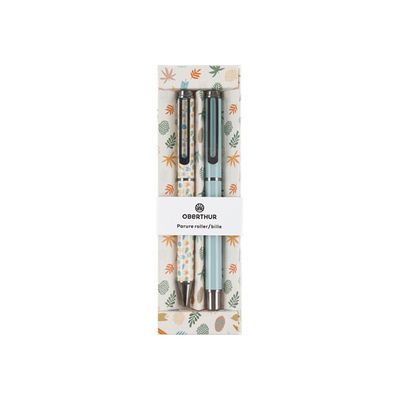 3664447158693-Oberthur Carmen - Parure de stylo à bille et roller - vert de gris-Avant-0