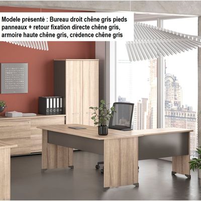 3483600784384-Bureau JAZZ+ - 180 cm - Pieds panneaux - Hêtre ambré--1