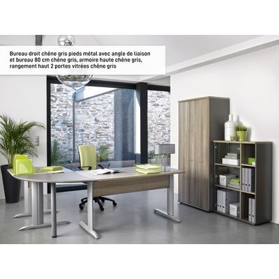 3483600784032-Bureau JAZZ+ - 180 cm - Pieds métal - Chêne gris--1