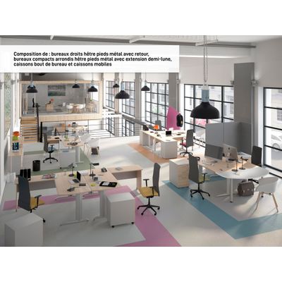 3483600784582-Bureau de direction JAZZ+ - 182 cm - Hêtre ambré--0
